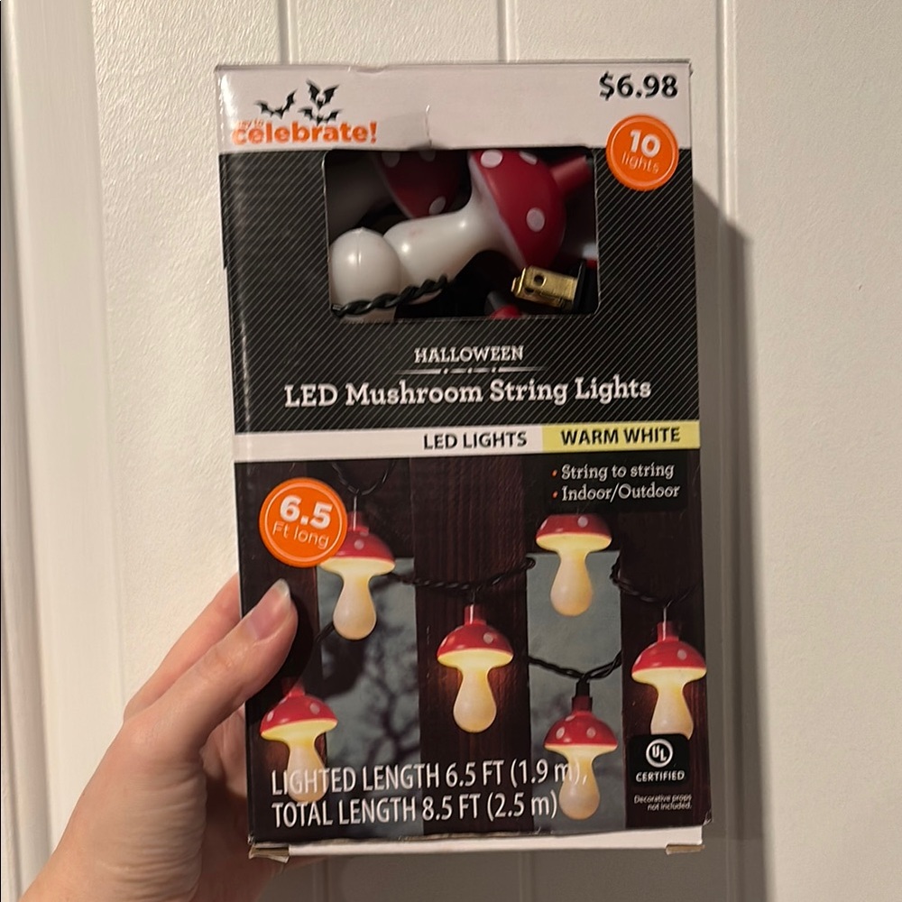 Halloween LED Mushroom String Lights - Warm White